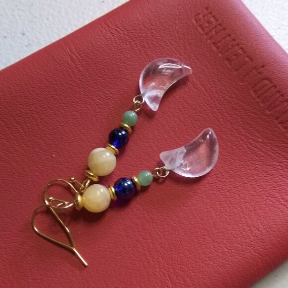 Playful Quartz Moon Dangle Earrings! - Picture 6 of 13